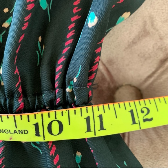 Vintage Jerrell of Texas Black Striped Micro Floral Elastic Waist MIDI Dress - Picture 12 of 12